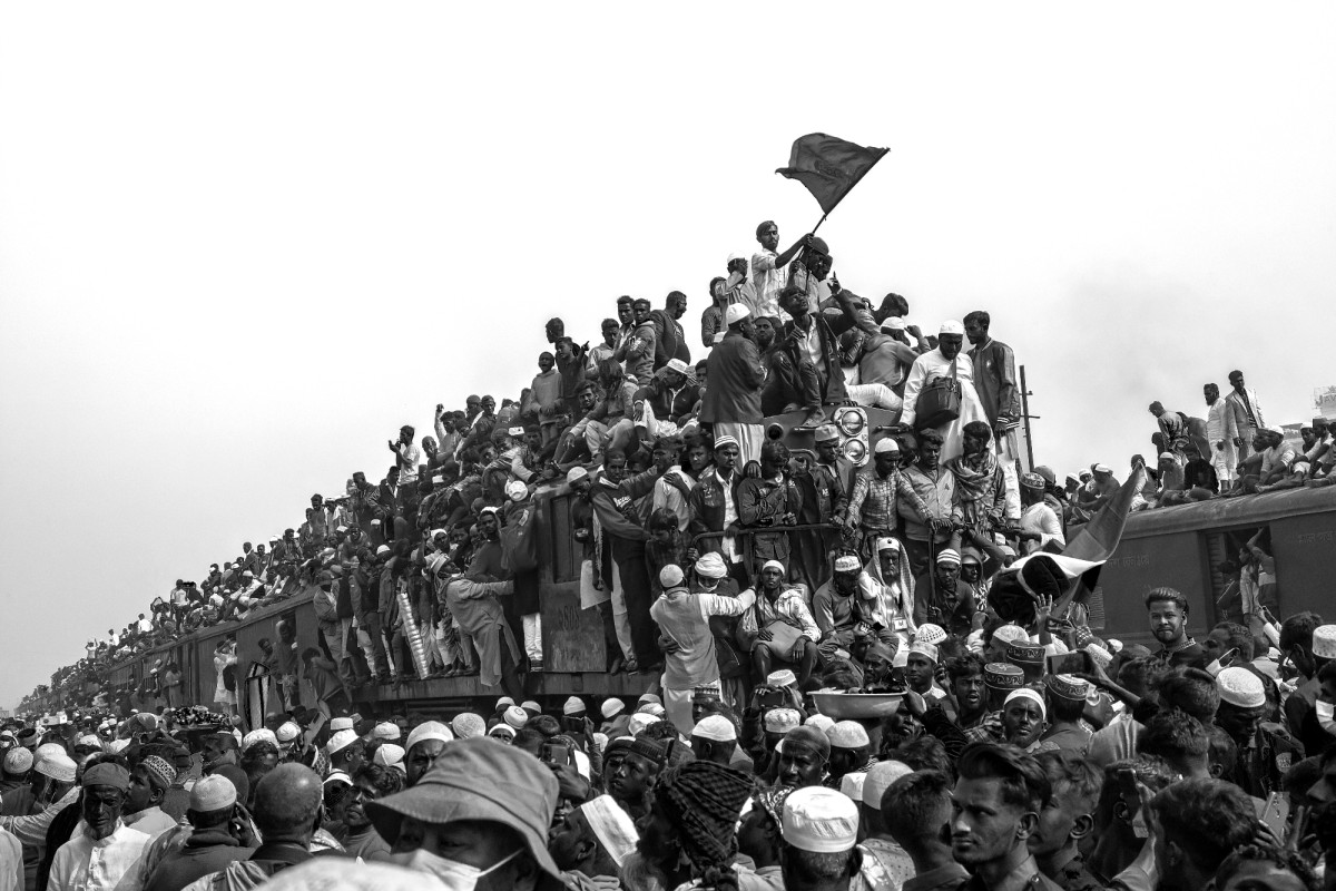 overcrowded train